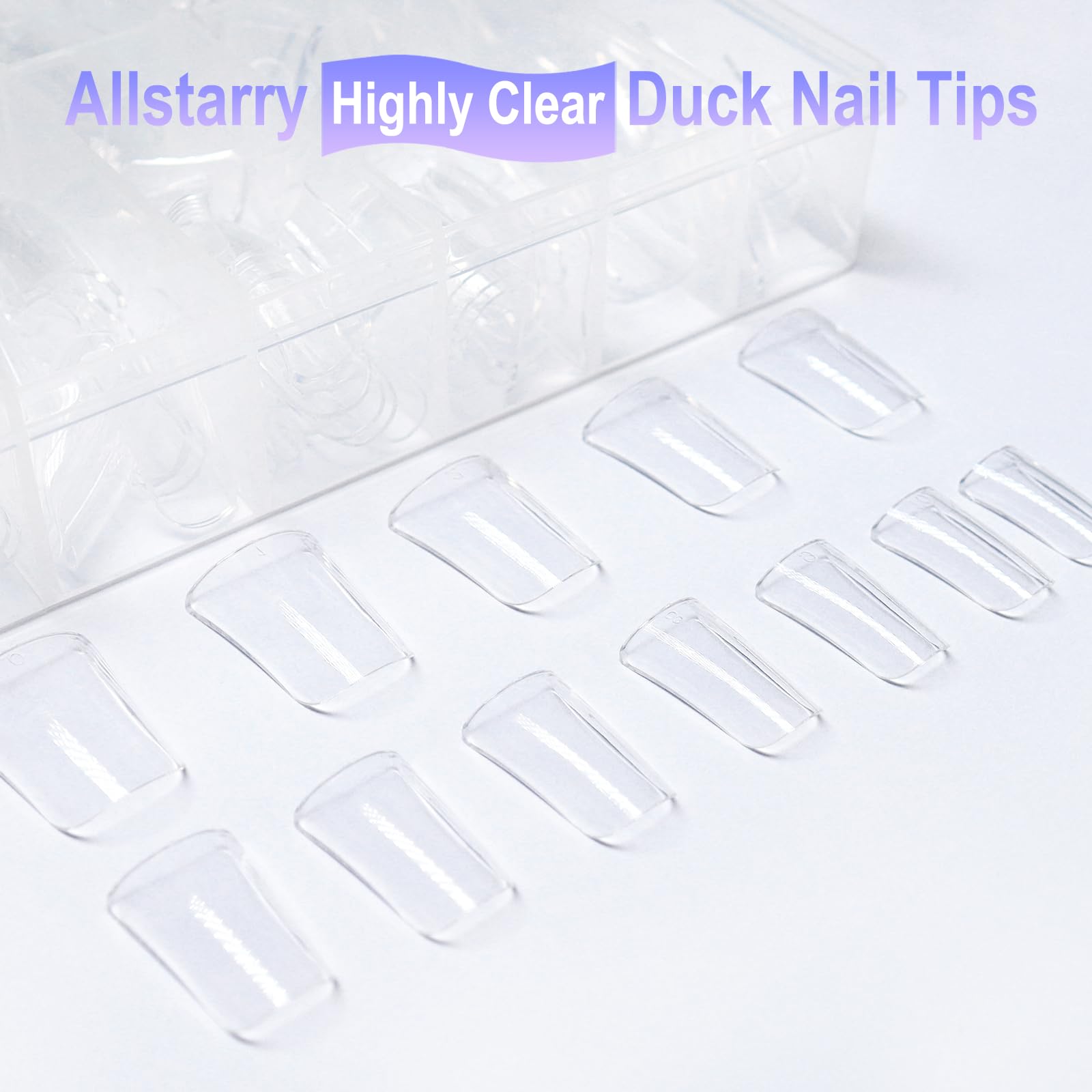 Allstarry Duck Nail Tips acabado brillante que realza el brillo natural de las uñas.