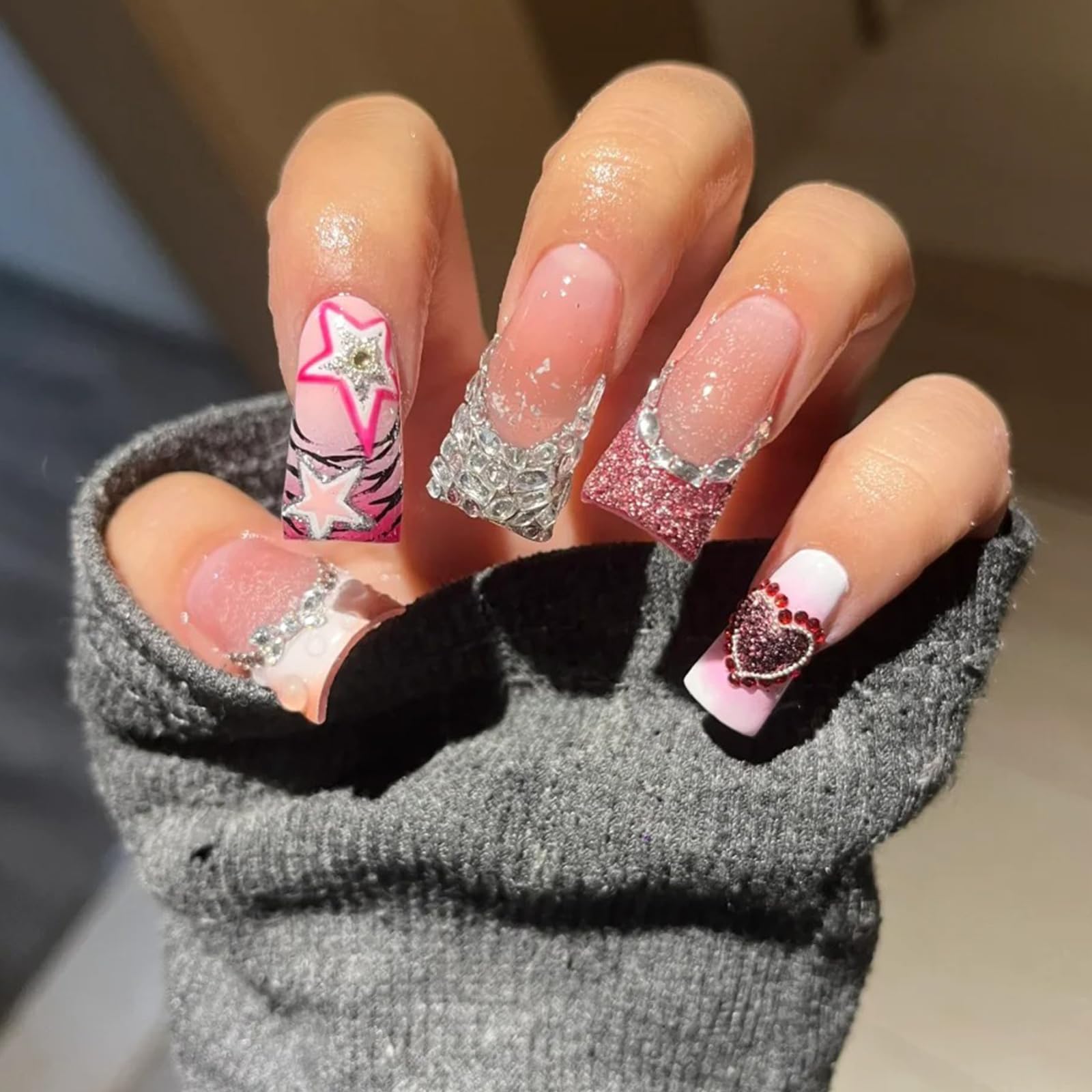 Allstarry Duck Nail Tips con transparencia alta para efectos de graduación y francés claro.