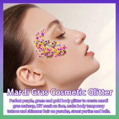 Allstarry Mardi Gras glitter jar gold closeup highlighting high-gloss shine.