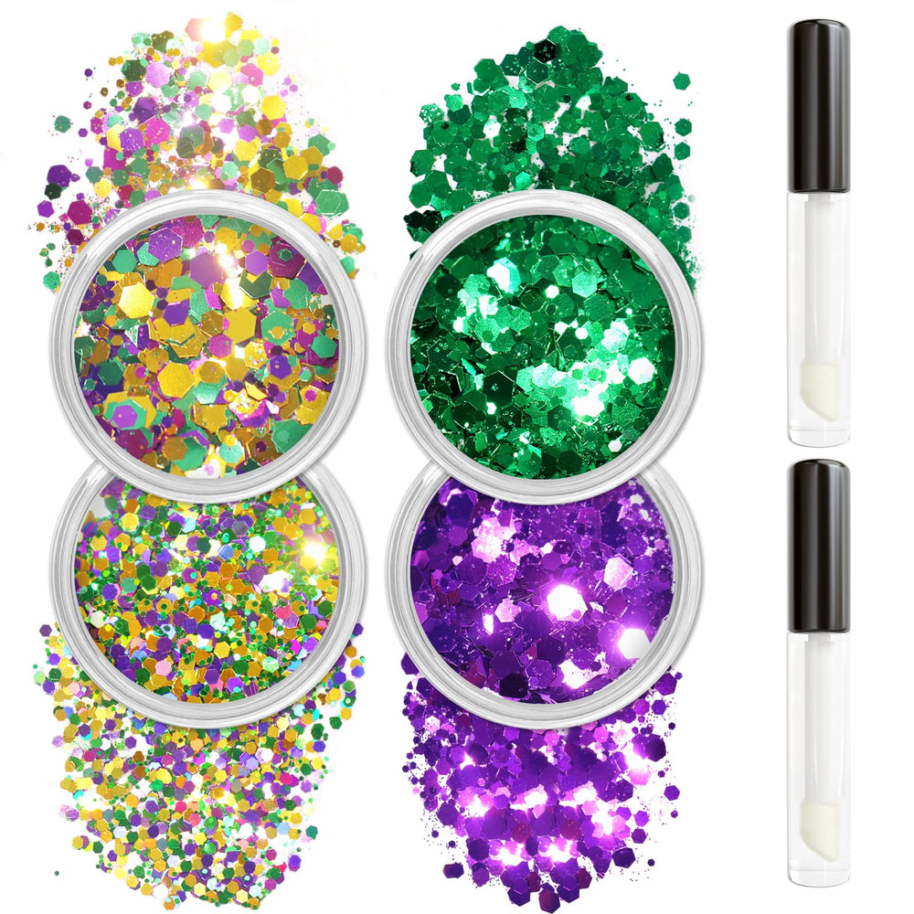 Allstarry Mardi Gras glitter jar purple closeup for vivid facial sparkle.