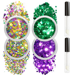 Allstarry Mardi Gras glitter jar purple closeup for vivid facial sparkle.