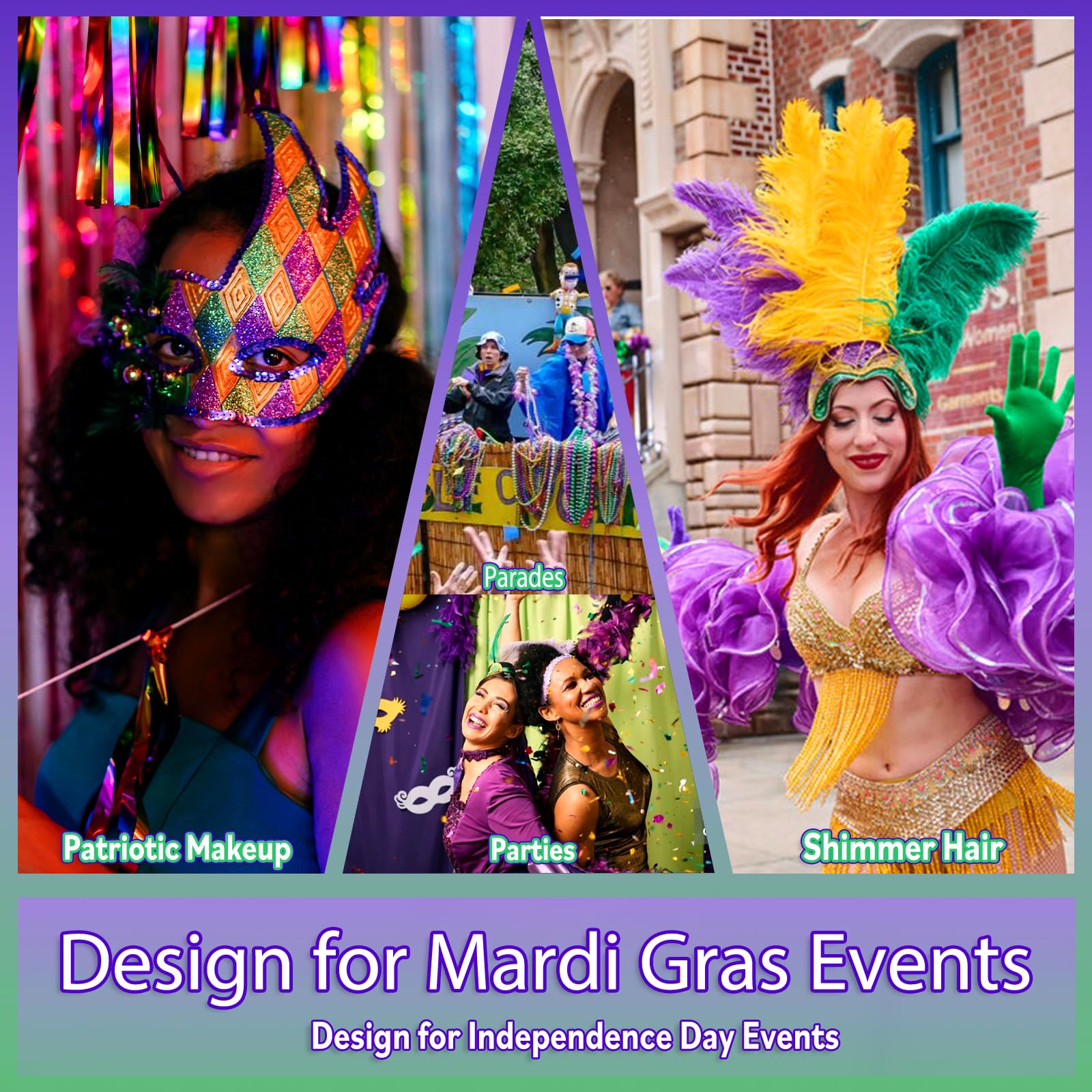 Allstarry Mardi Gras glue tubes setup for quick, durable adhesion.