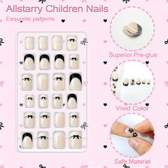 Allstarry uñas niñas prepegadas frances: fijación fácil sin gel ni pegamento.