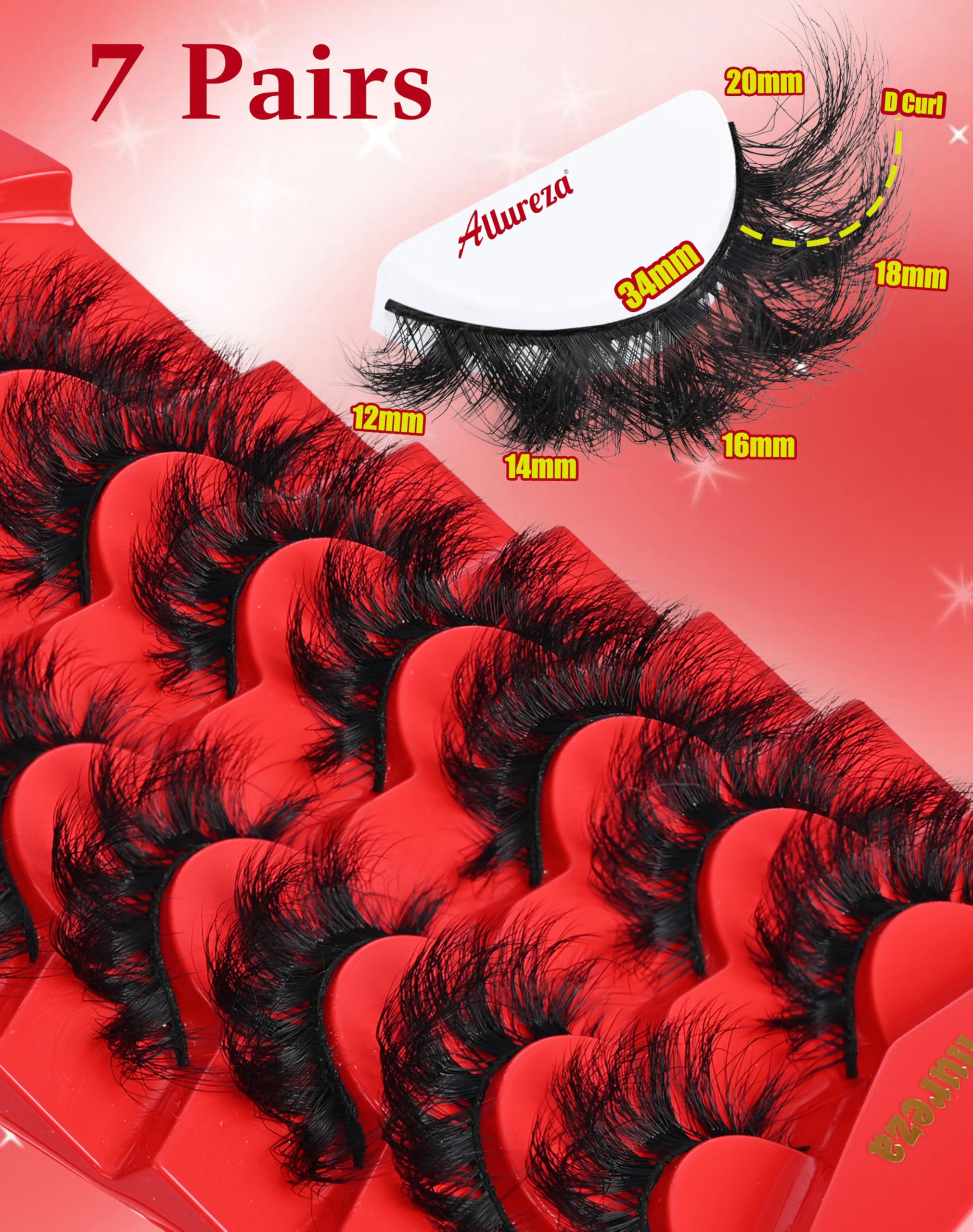 Allureza Red Box 3D layering creates dimensional lashes that catch light.