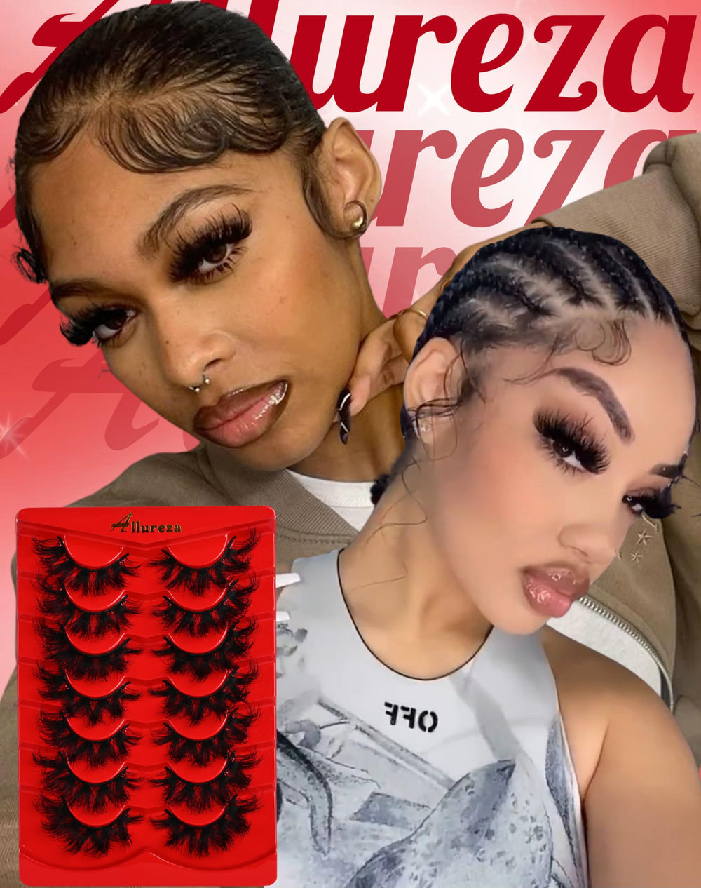 Allureza 80D density lashes deliver bold volume without extensions.