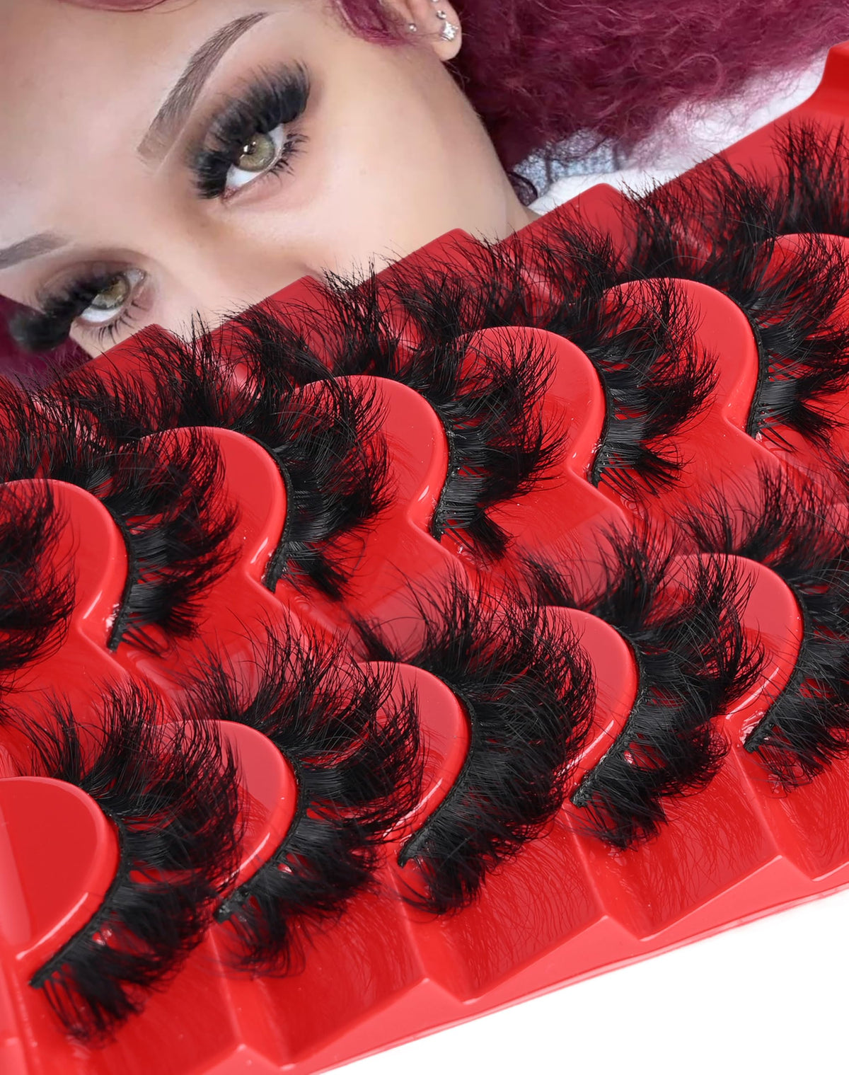 Allureza Red Box lashes strip design for seamless cluster-lash fullness and easy daily glam.