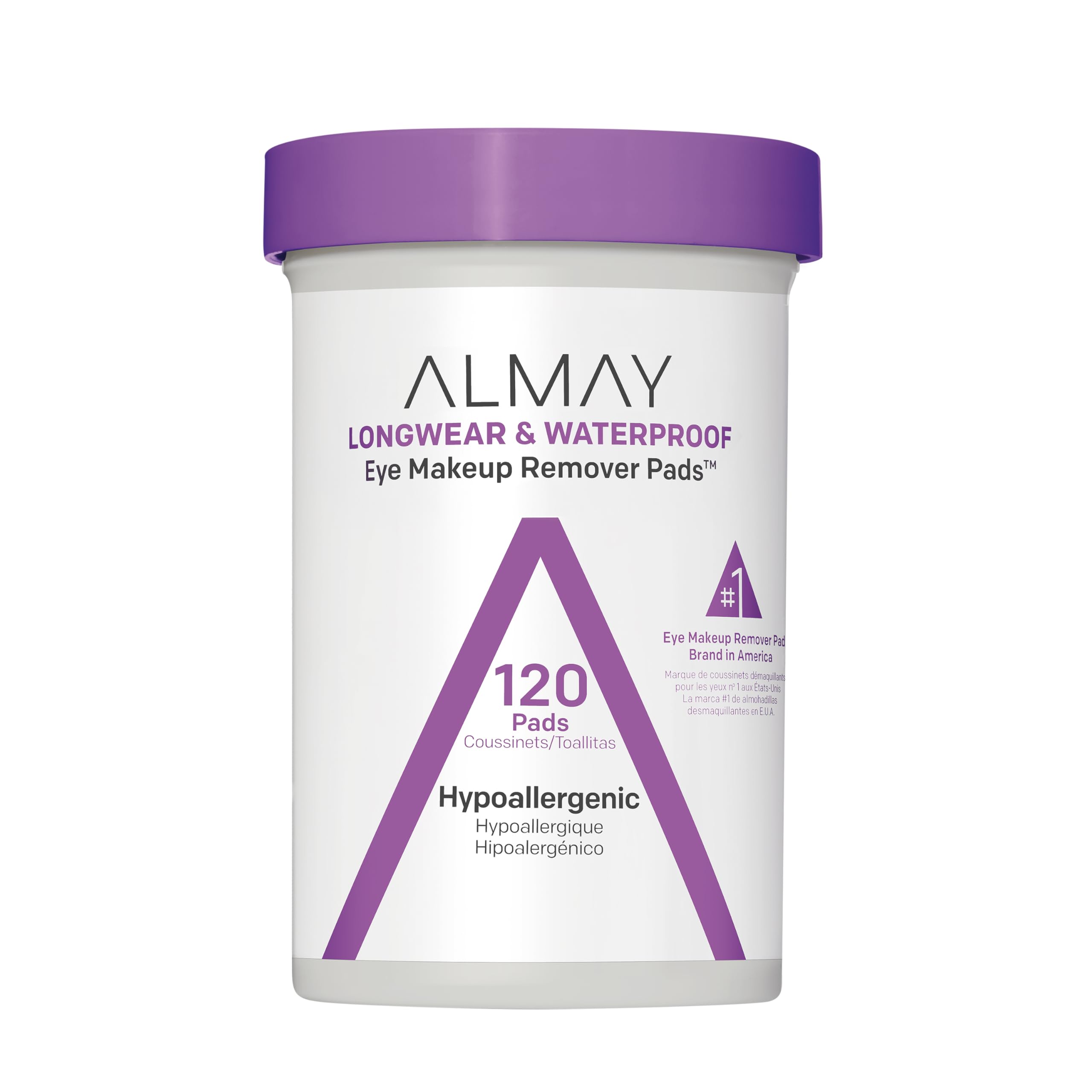 Almay biodegradable eye makeup remover pads in packaging for sensitive eyes.
