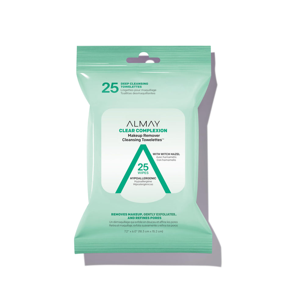 Almay Clear Complexion towelette pack for deep cleansing and quick makeup removal on the go