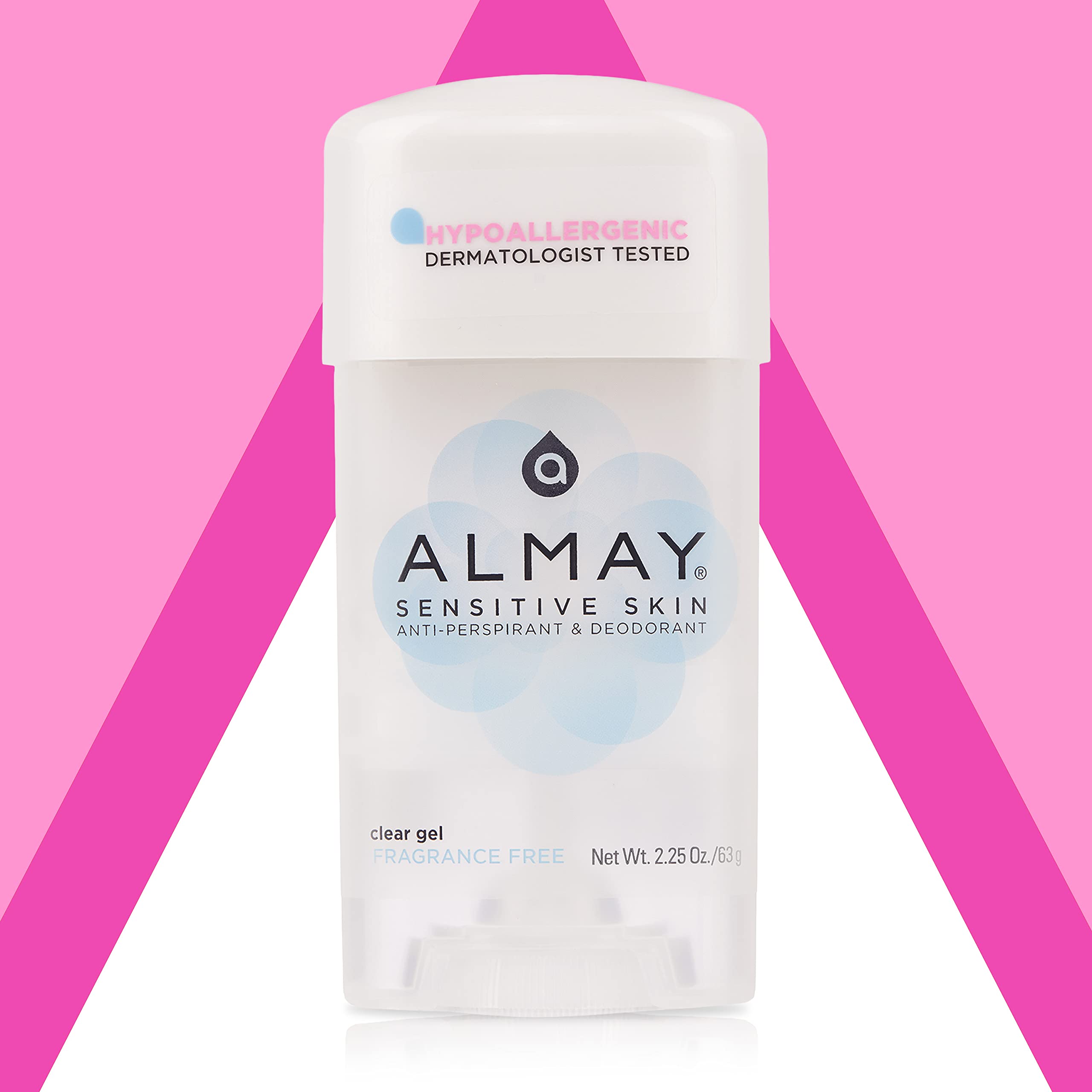 Dermatologist-tested, fragrance-free Almay deodorant suitable for sensitive skin