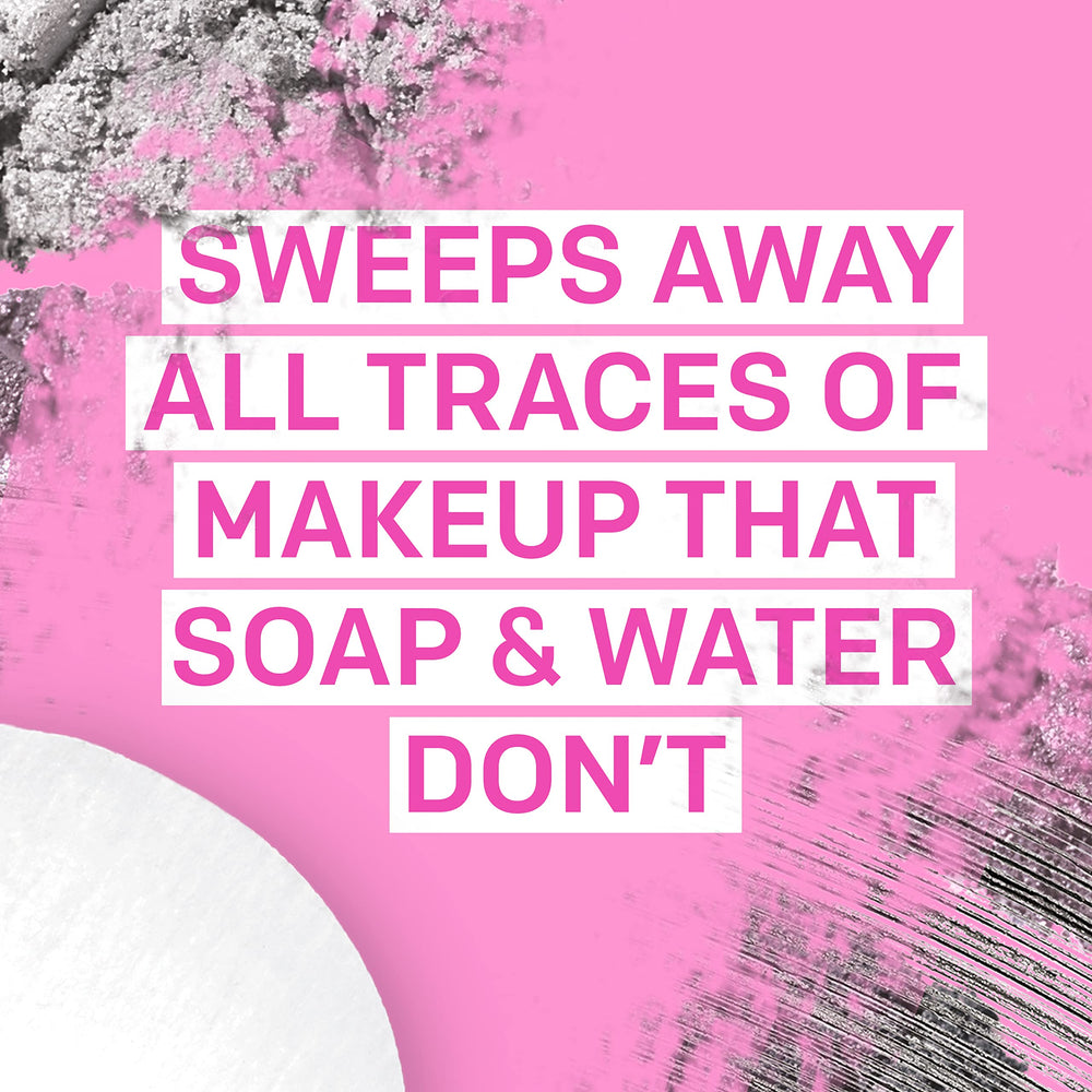 Almay Eye Makeup Remover Liquid closeup shows soothing aloe and cucumber blend.