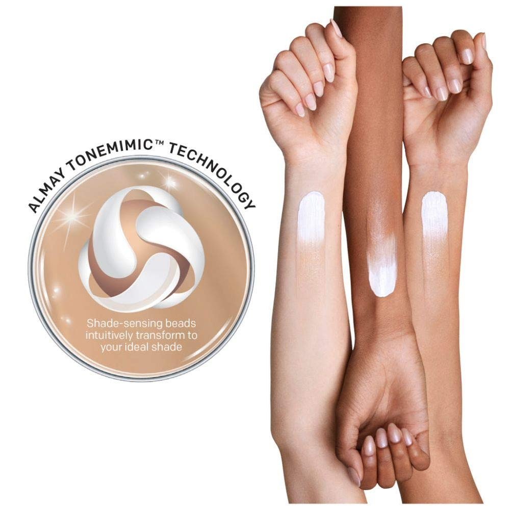 Almay Fundación Tonemimic con SPF 15 ofrece protección diaria.
