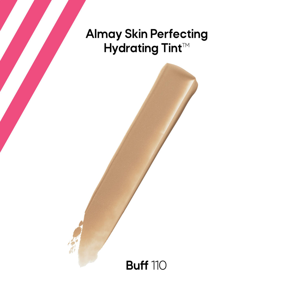 Almay Hydrating Liquid Foundation Tint swatch on skin demonstrates light coverage blend