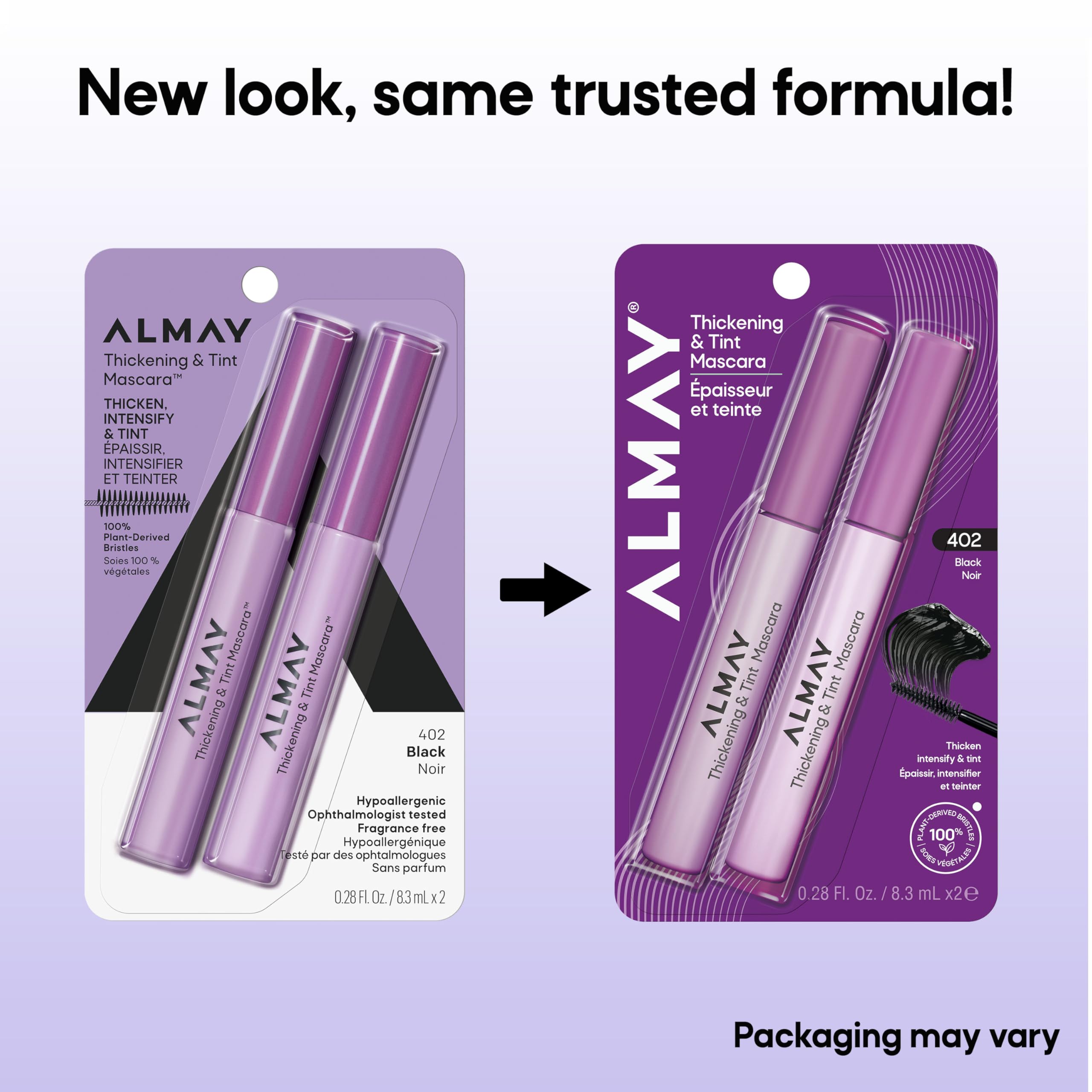 Almay Mascara Engrosante y Tinte: polvos de origen vegetal para volumen suave
