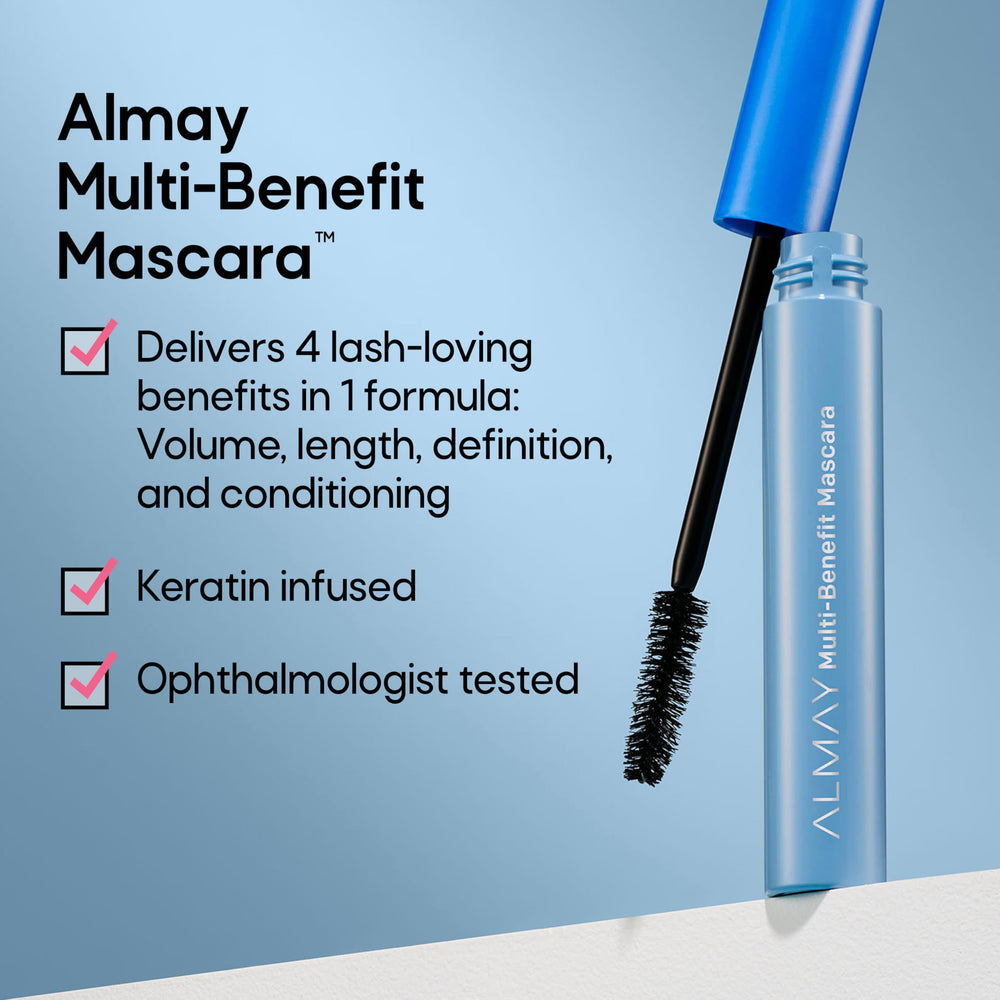 Almay Multi-Benefit Mascara adds lash length with definition.
