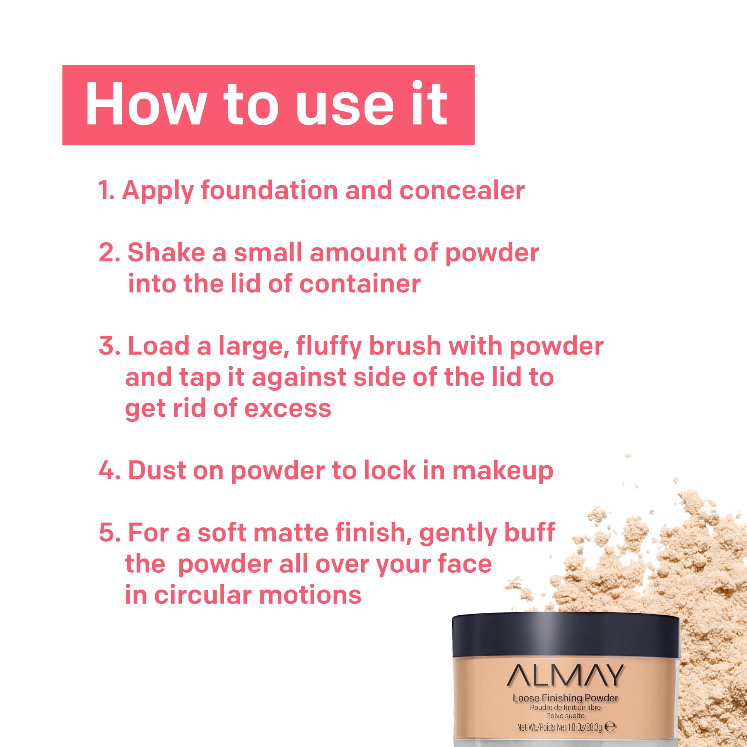 Polvo suelto Almay reduce poros visibles para look suave