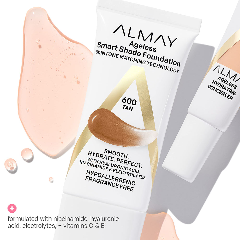 Almay Smart Shade: ácido hialurónico para hidratación y plump suave.