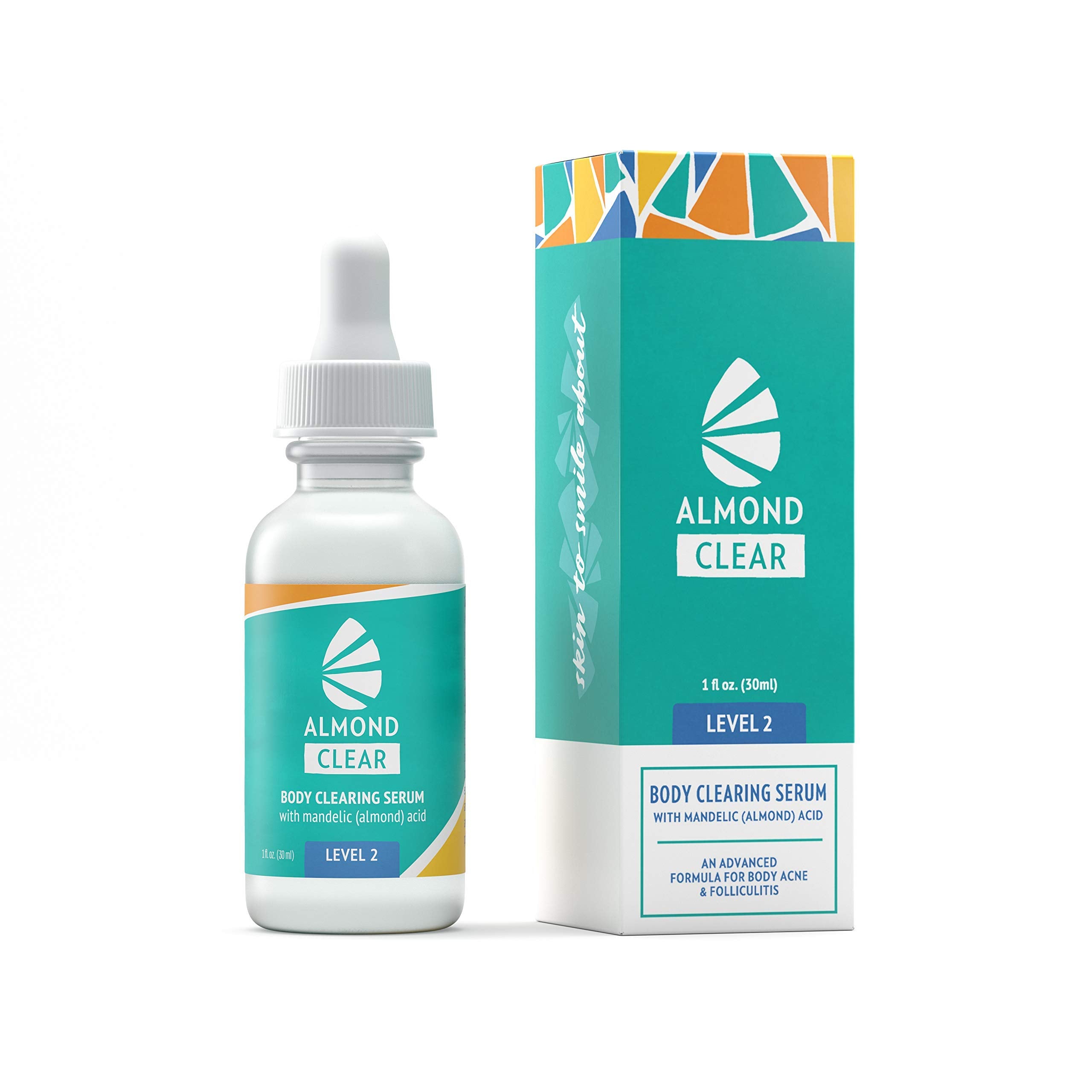Almond Clear body clearing serum bottle with mandelic acid for clearer skin