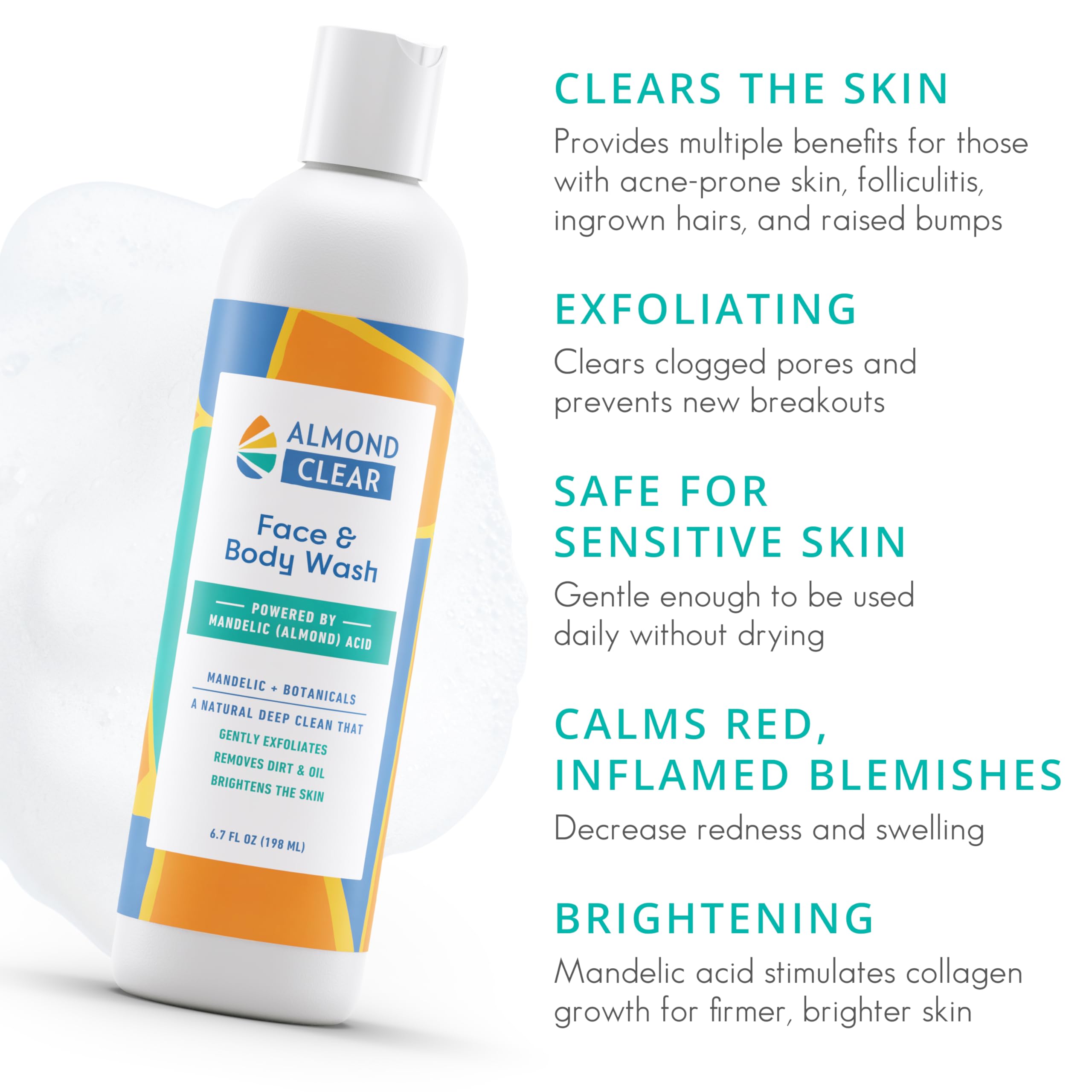 Almond Clear botanicals closeup — soothing ingredients for sensitive skin.