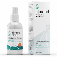 Almond Clear Level 2 Serum bottle front, designed for body acne support.