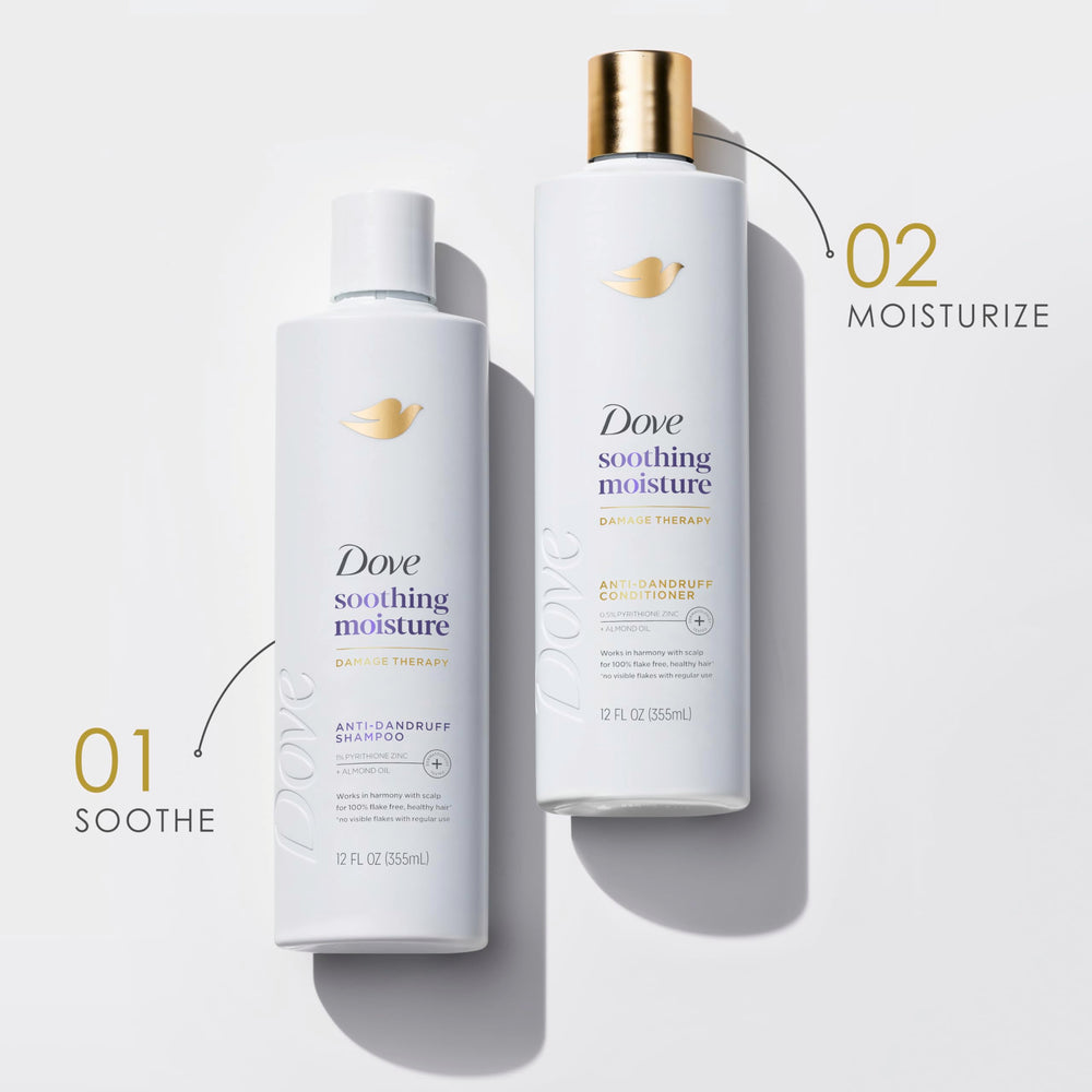Almond oil detail on Dove Derma Shampoo bottle emphasizing nourishing care