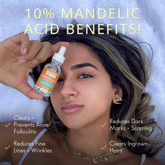 Almond Clear serum application on face demonstrating gentle exfoliation