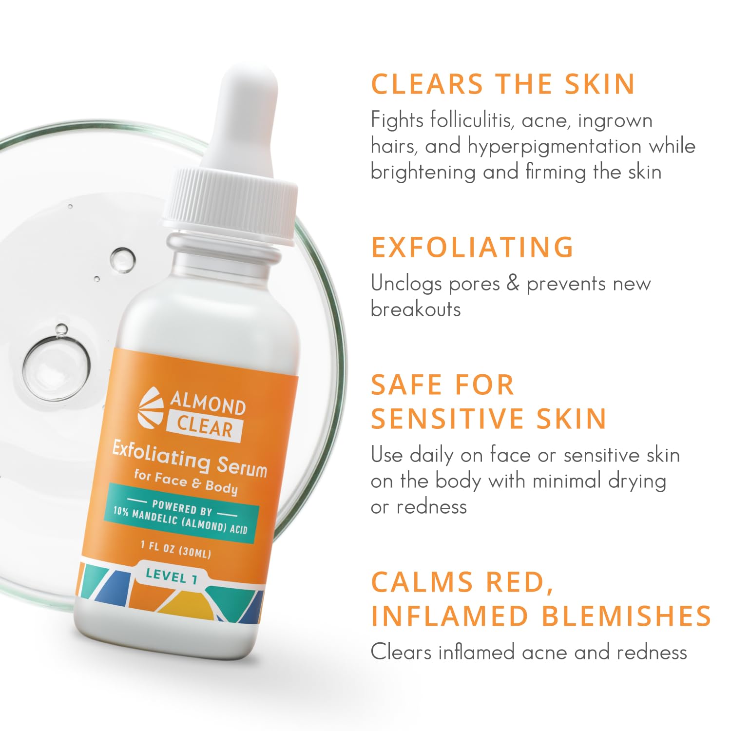Almond Clear serum pump dispense showing easy daily application