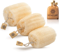 ALMOONI Egyptian loofah sponge pack front view highlighting natural exfoliation