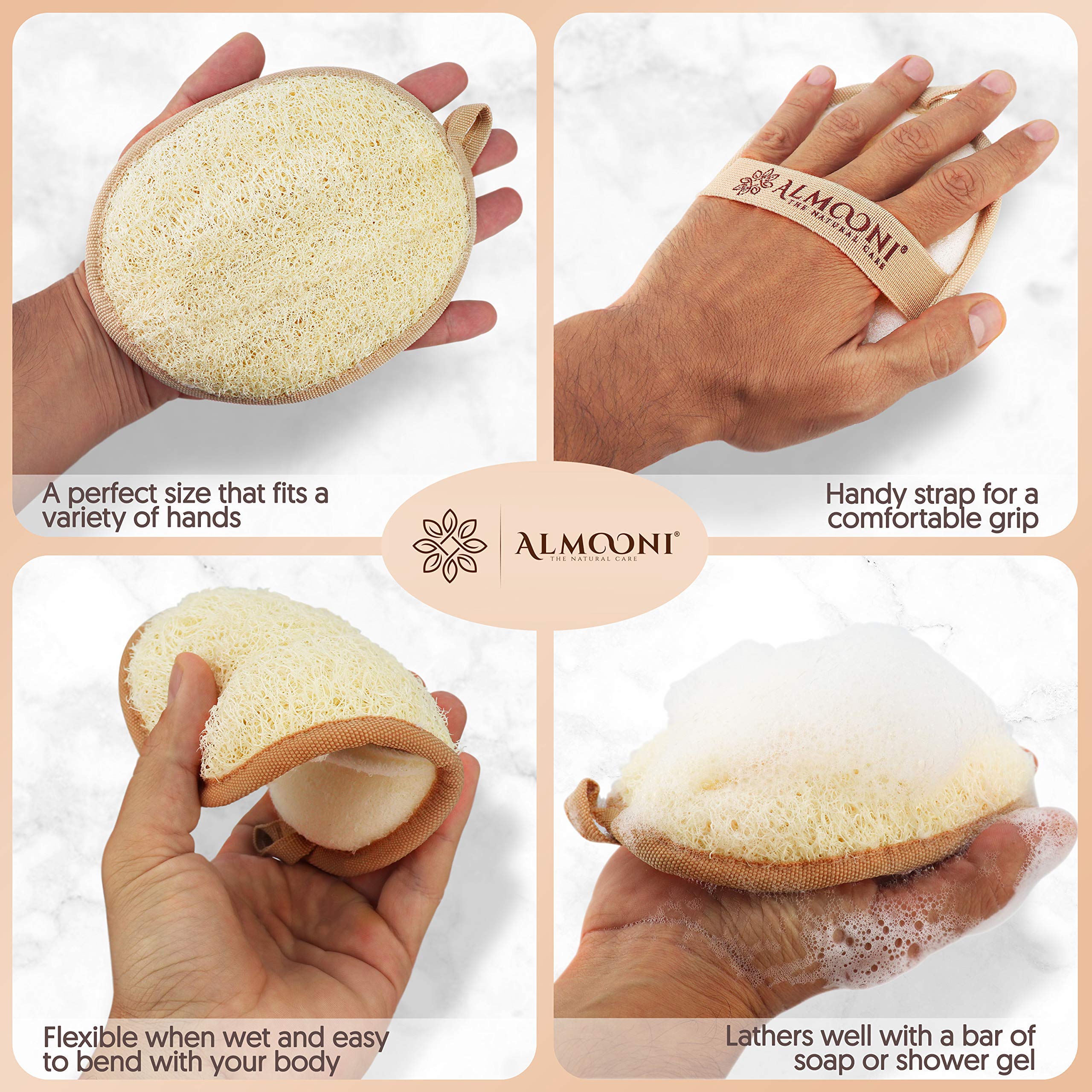 ALMOONI loofah sponge back terry cloth removes oil and debris