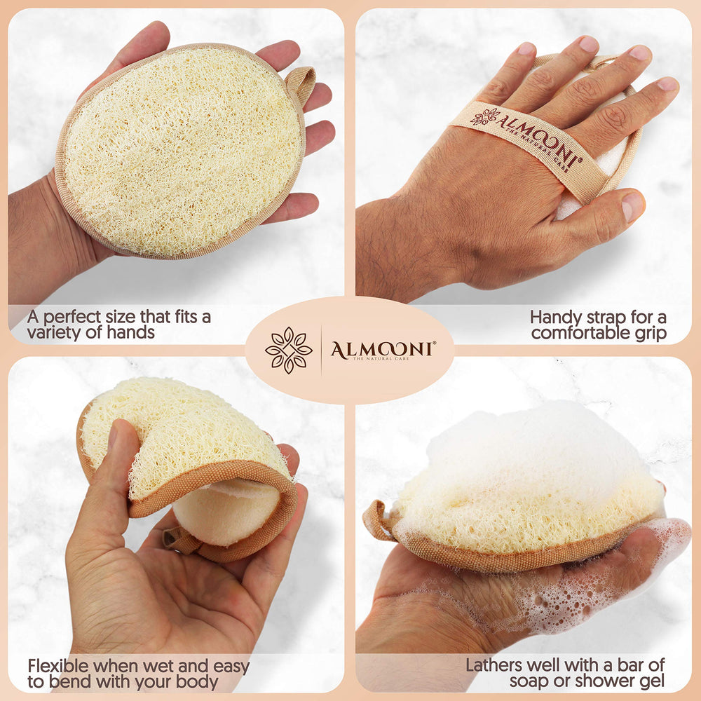 ALMOONI loofah sponge back terry cloth removes oil and debris