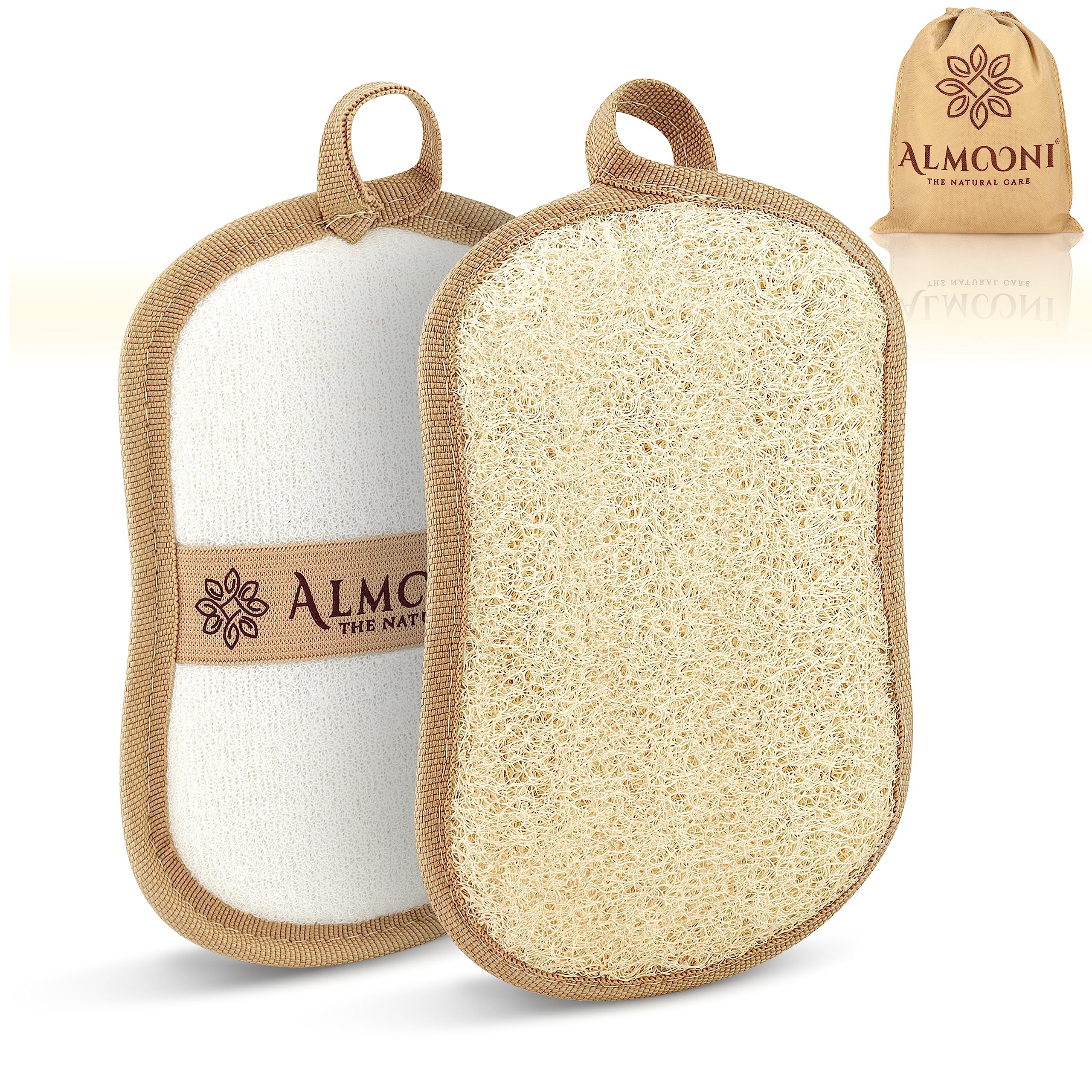Lufa exfoliante ALMOONI con forma de lazo para exfoliar suavemente la piel