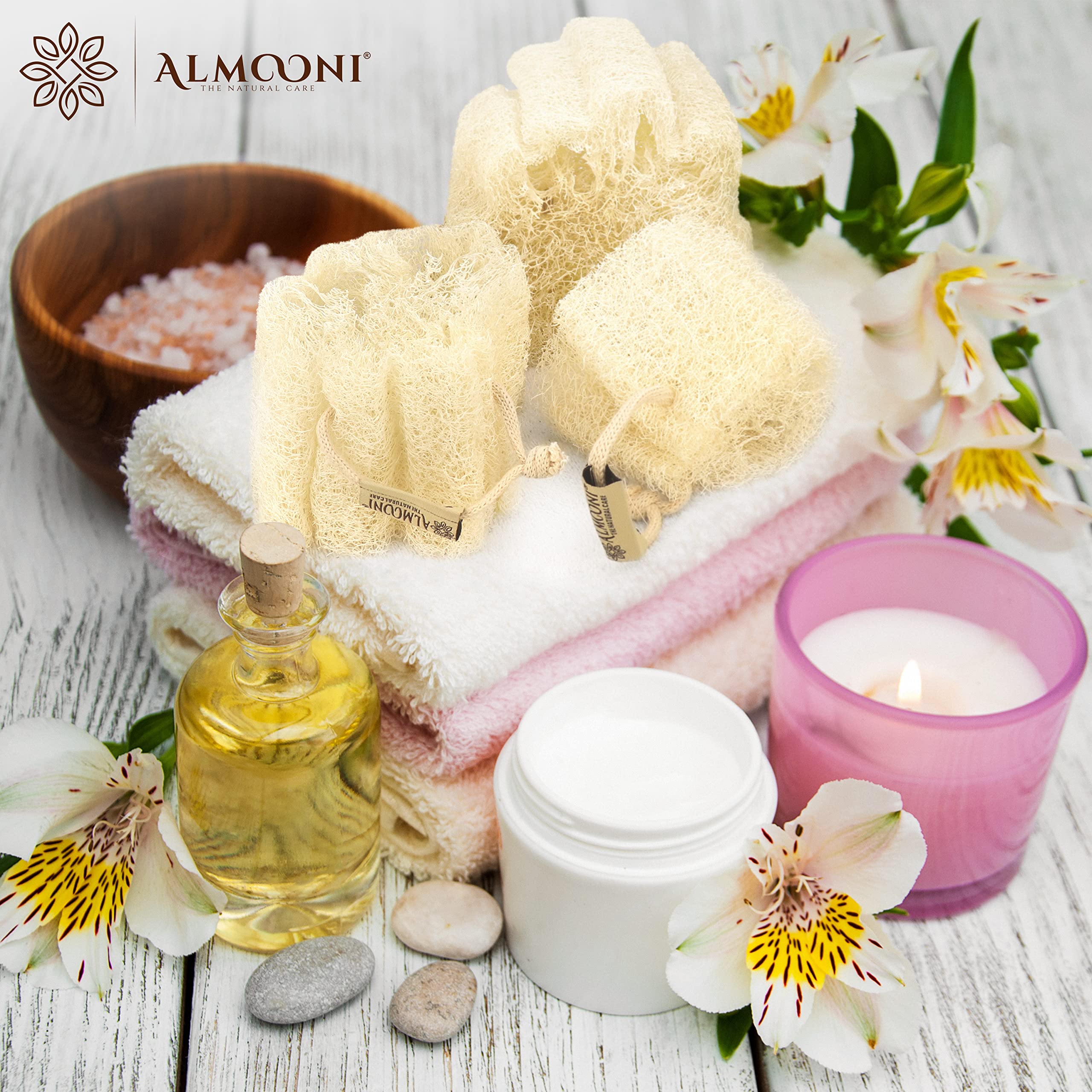 ALMOONI lufa natural, agarre ergonómico para uso cómodo
