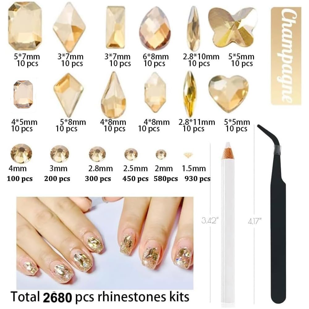 ALOCIAM encantos dorados grandes para acabado de lujo en uñas.
