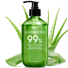 Aloderma gel aloe vera con bomba para hidratación suave.