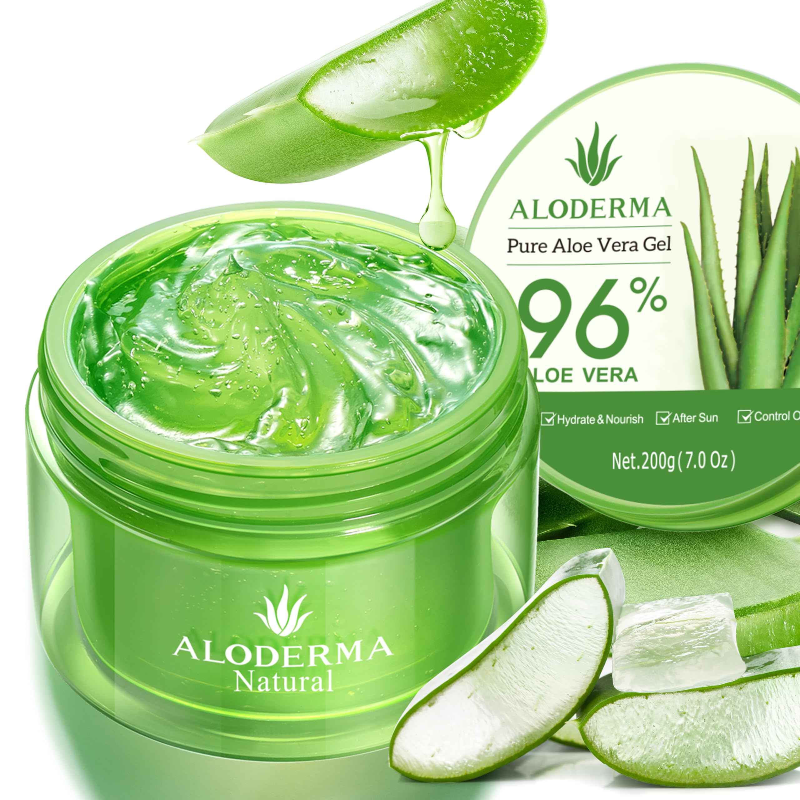 Gel Aloe Vera de Aloderma con textura ligera y rápida absorción para la piel