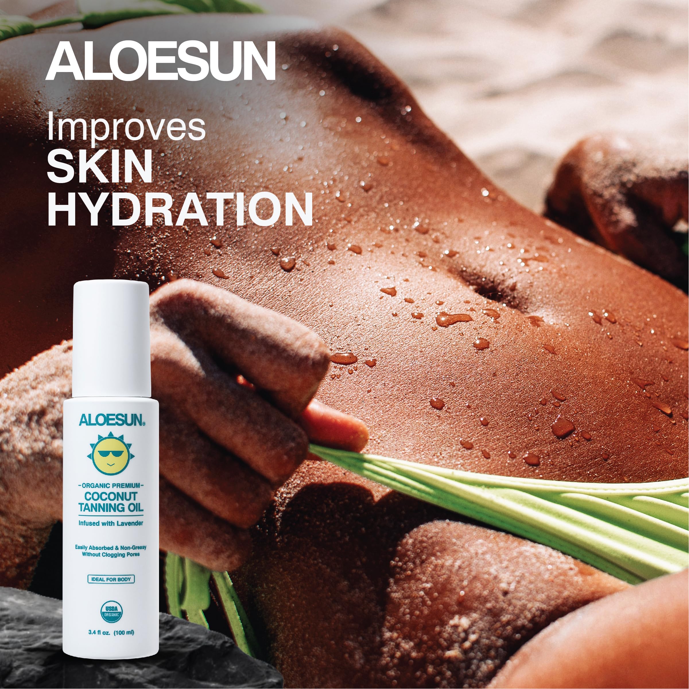 ALOESUN non-greasy tanning oil finish leaves skin soft