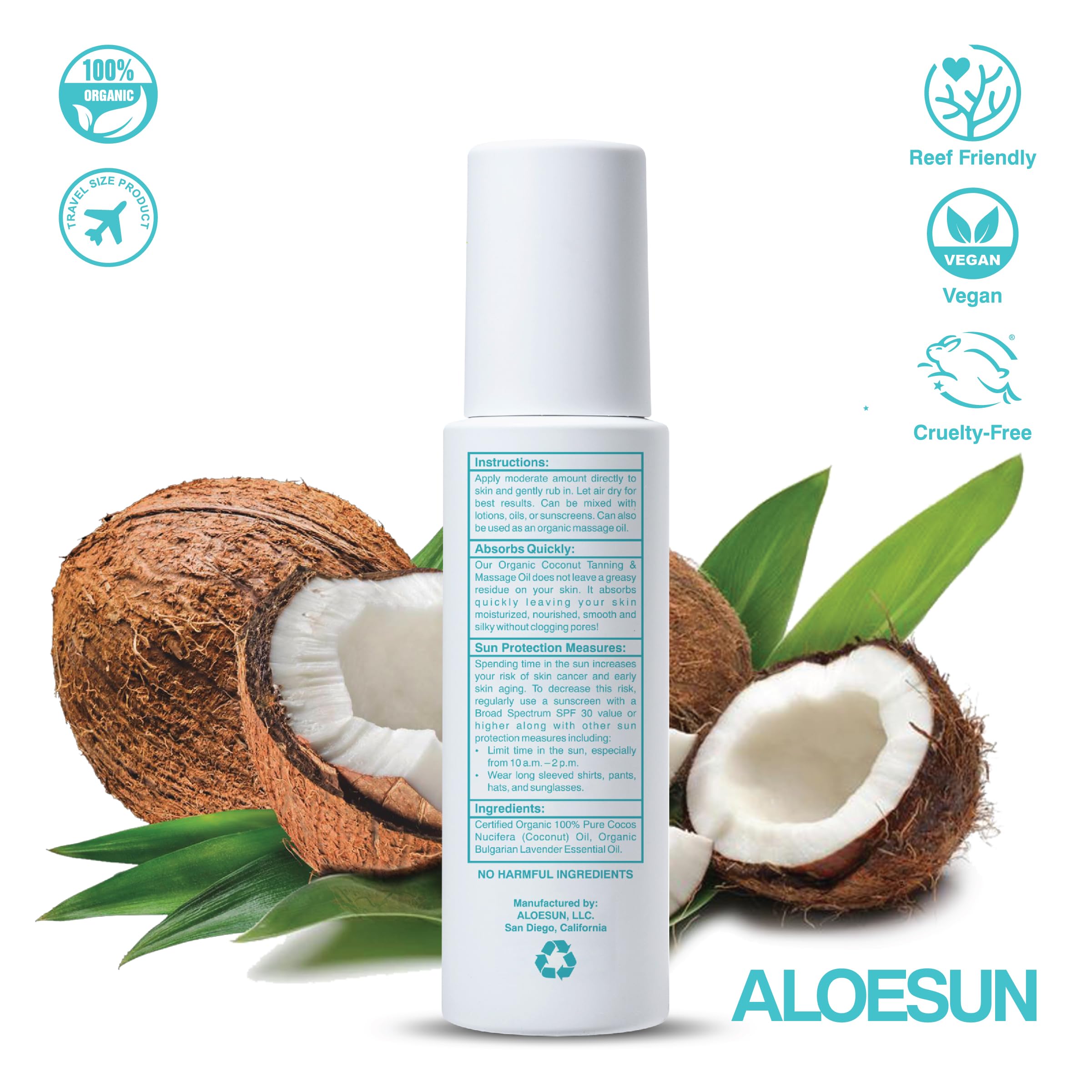 ALOESUN pure coconut oil base enables smooth massage use