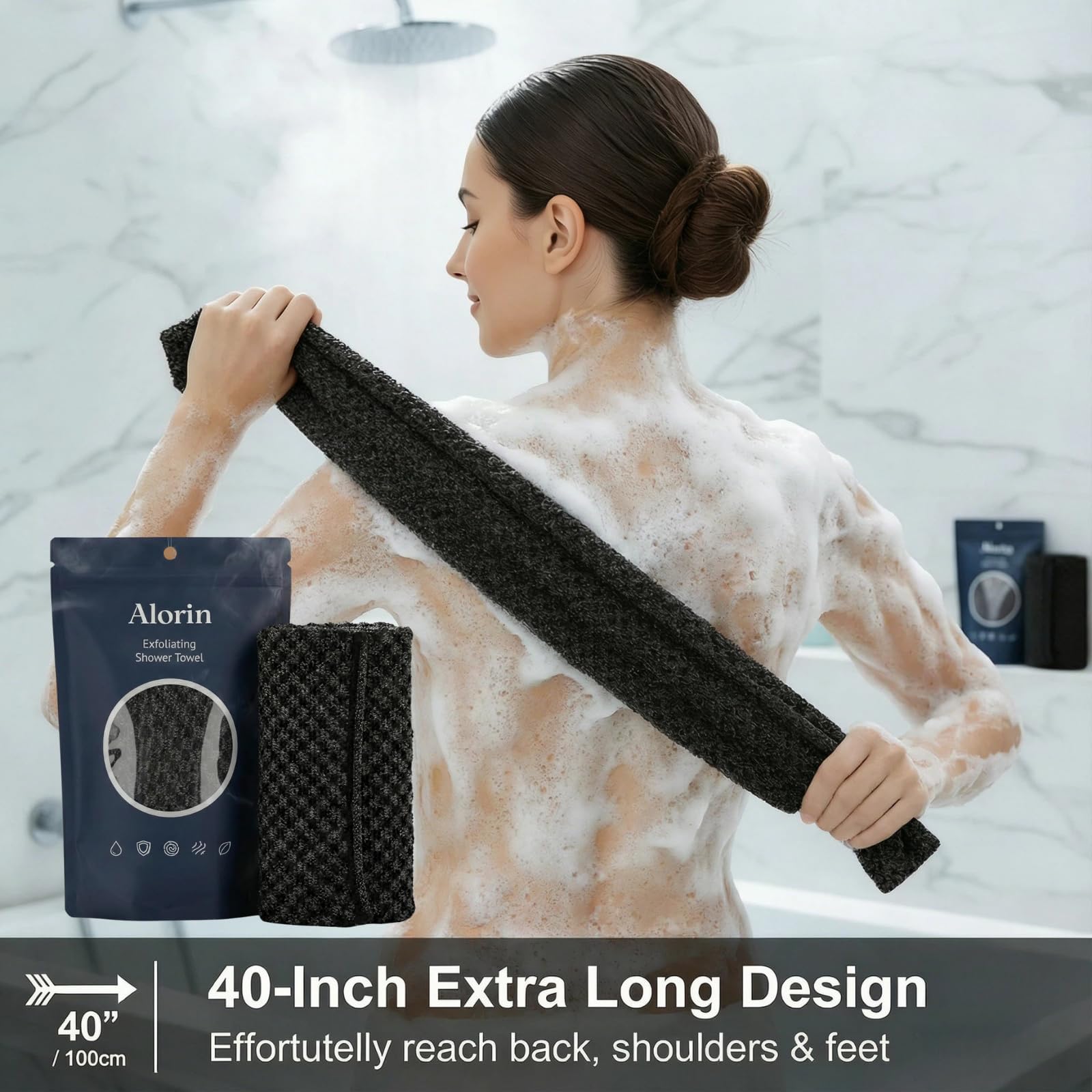 Alorin Toalla con doble textura para limpieza facial y corporal suave.