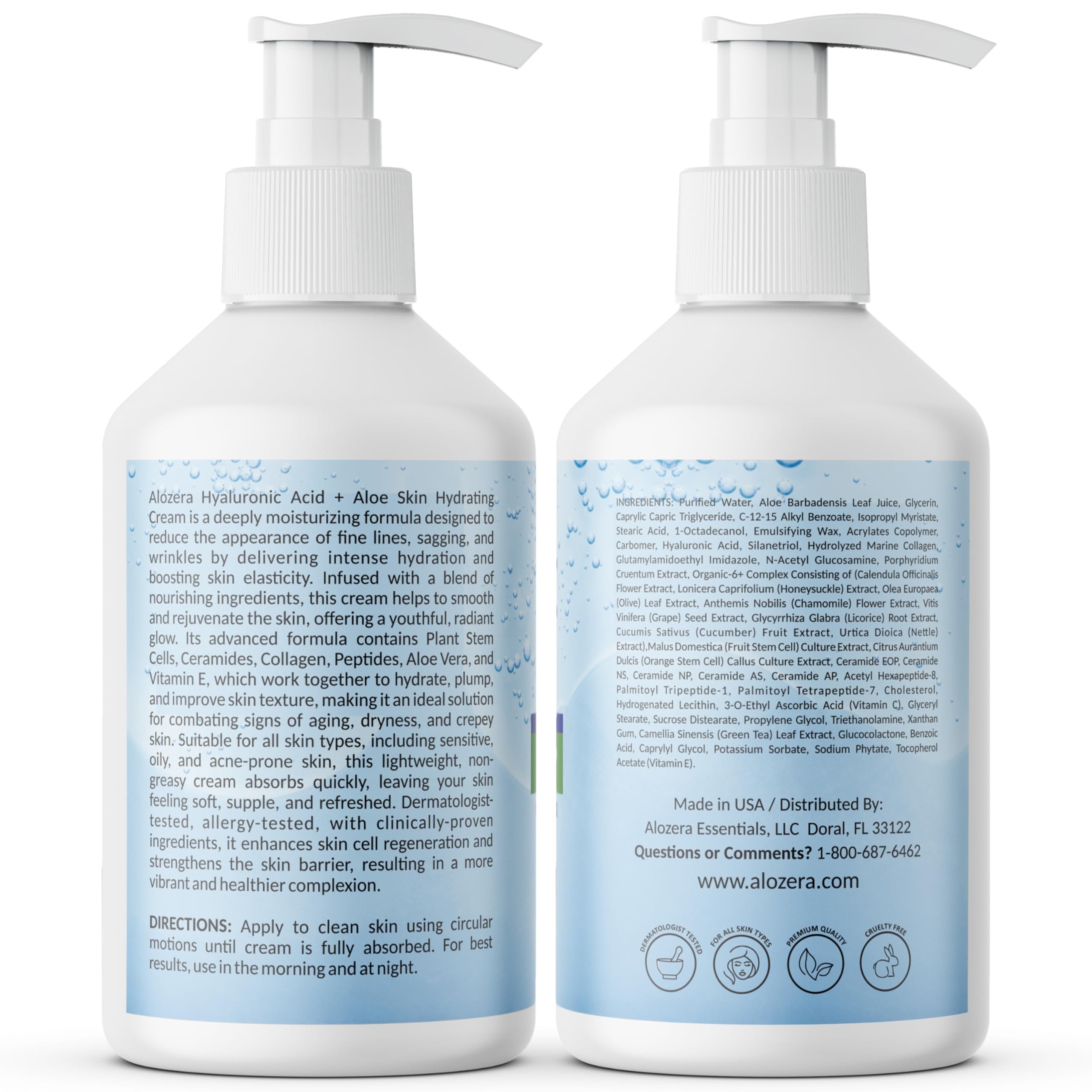 Alozera, envase grande de 16.9 oz para uso diario en rostro y cuerpo.
