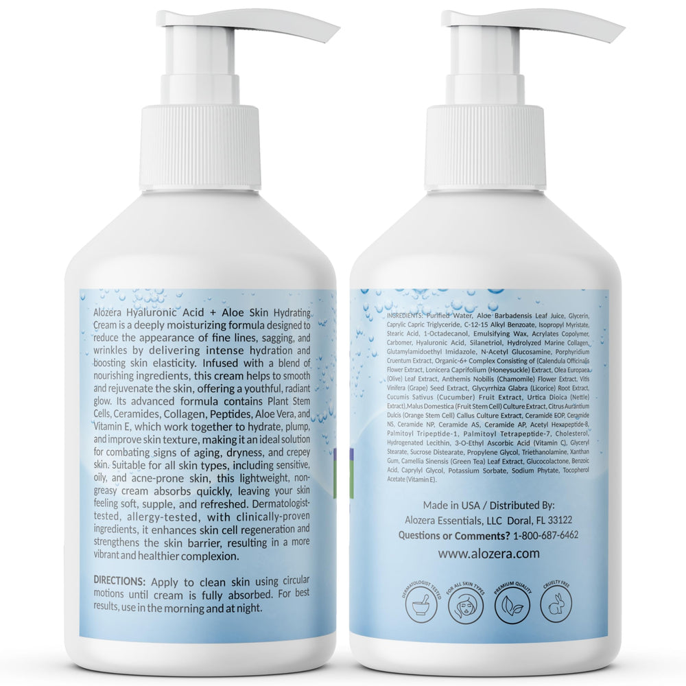 Alozera, envase grande de 16.9 oz para uso diario en rostro y cuerpo.
