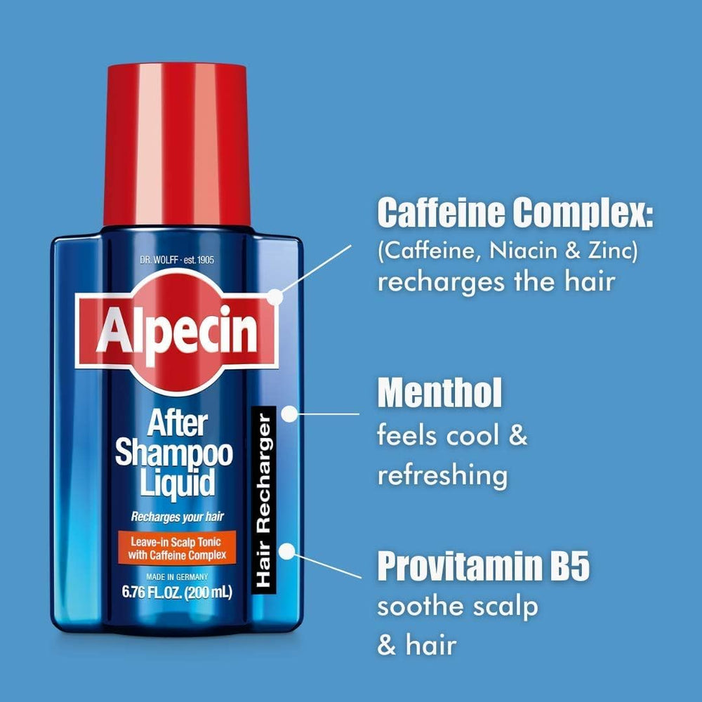 Alpecin caffeine shampoo tingling sensation – energizes scalp during wash.