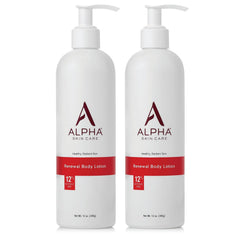 Alpha Skin Care Revitalizing Body Lotion bottle with 12% glycolic AHA for smoother skin.