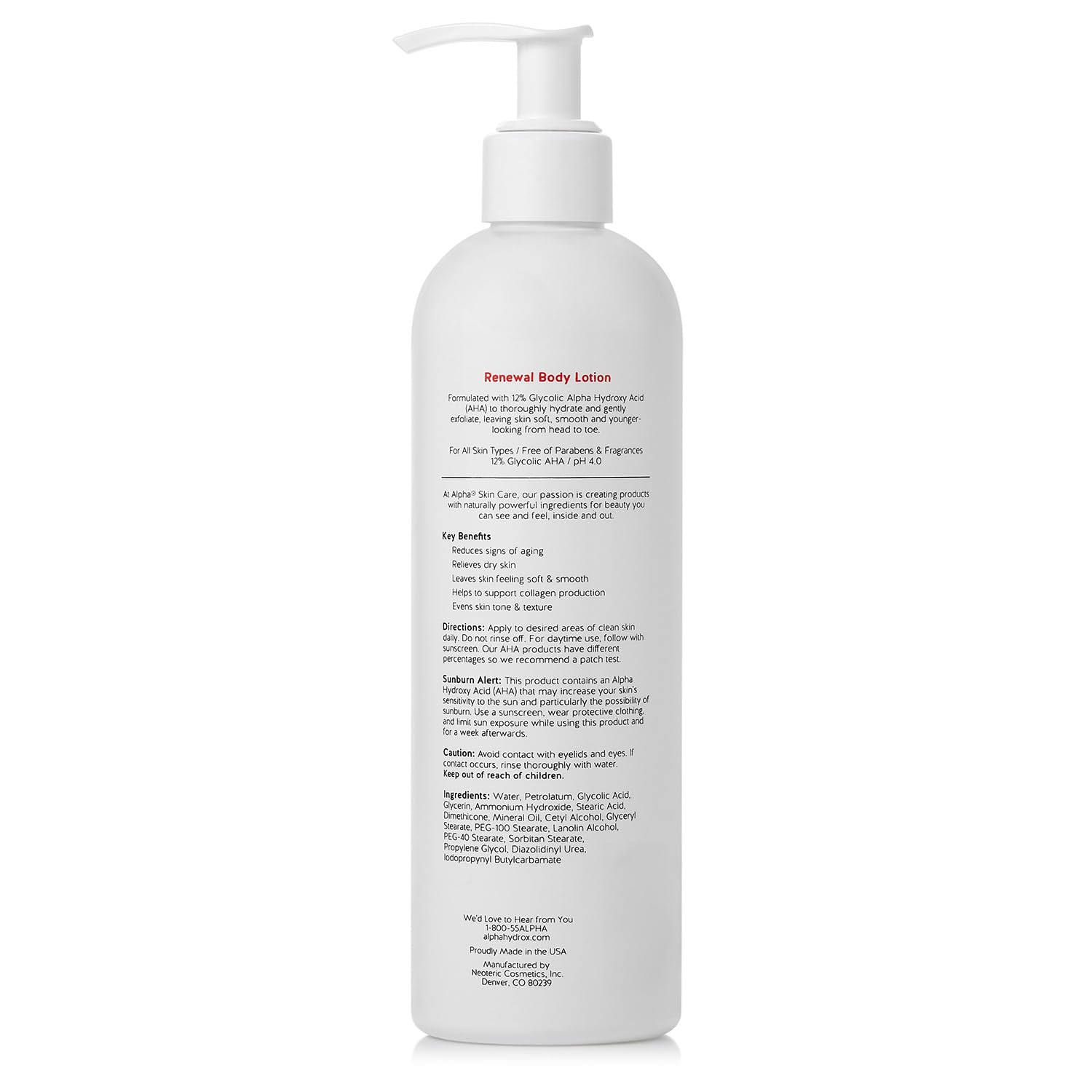 Alpha Skin Care Revitalizing Body Lotion texture on skin shows smooth, non-greasy finish.