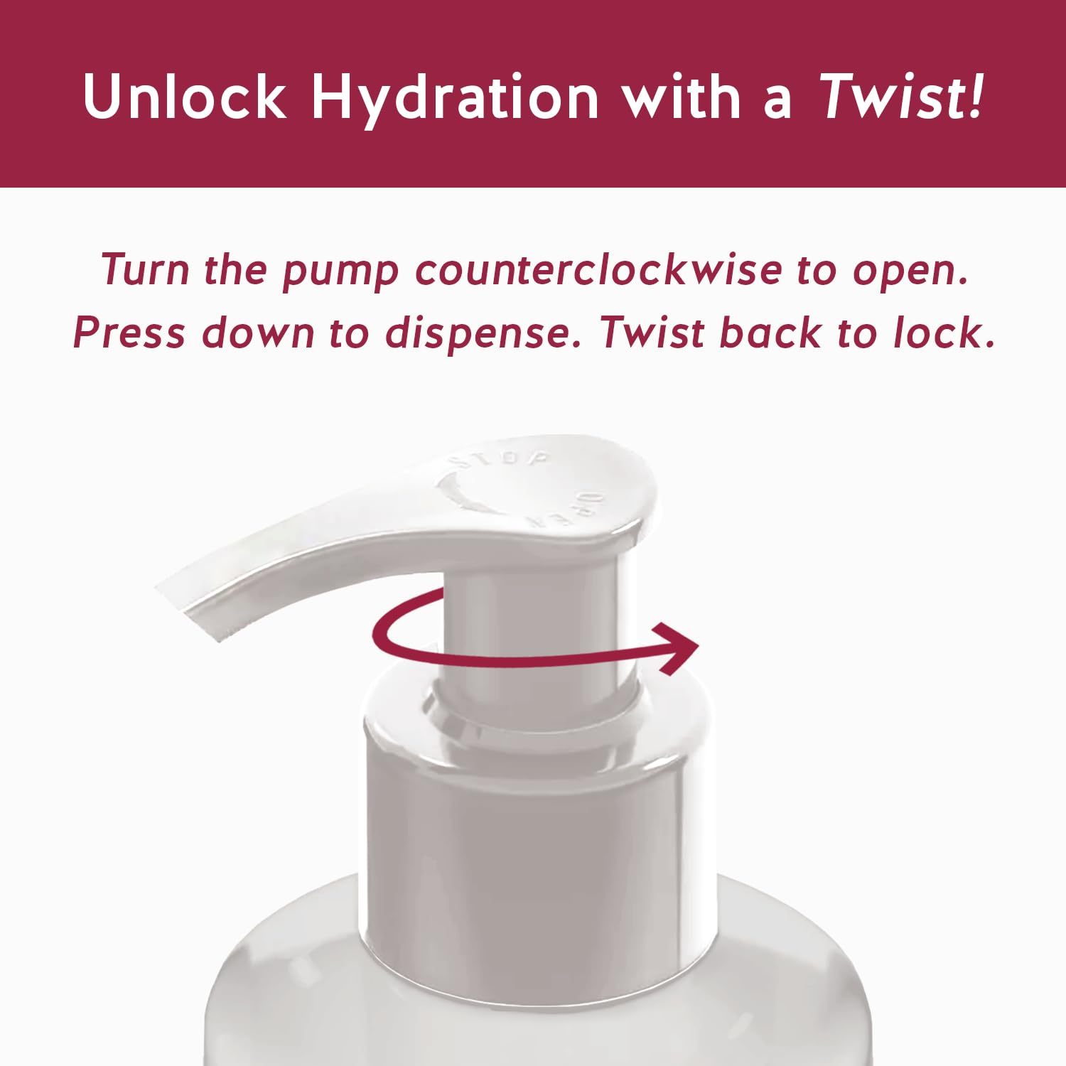 Pump dispenser on Alpha lotion enables easy, mess-free application.