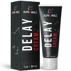 AlphaMale Crema Retrasa Premium, botella, ayuda a controlar el tiempo durante la intimidad.