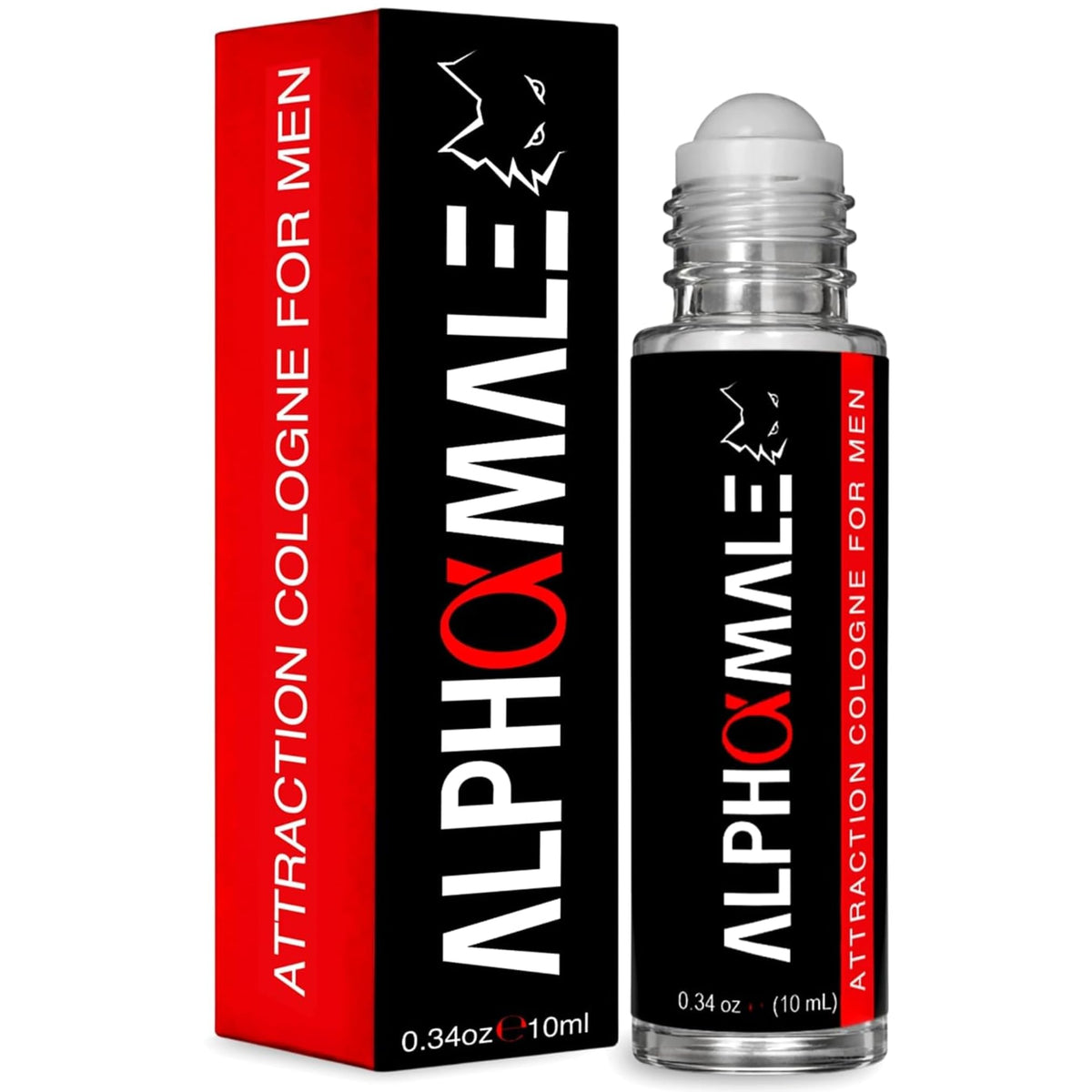 AlphaMale Pheromone Roll-On bottle closeup for discreet daily use.