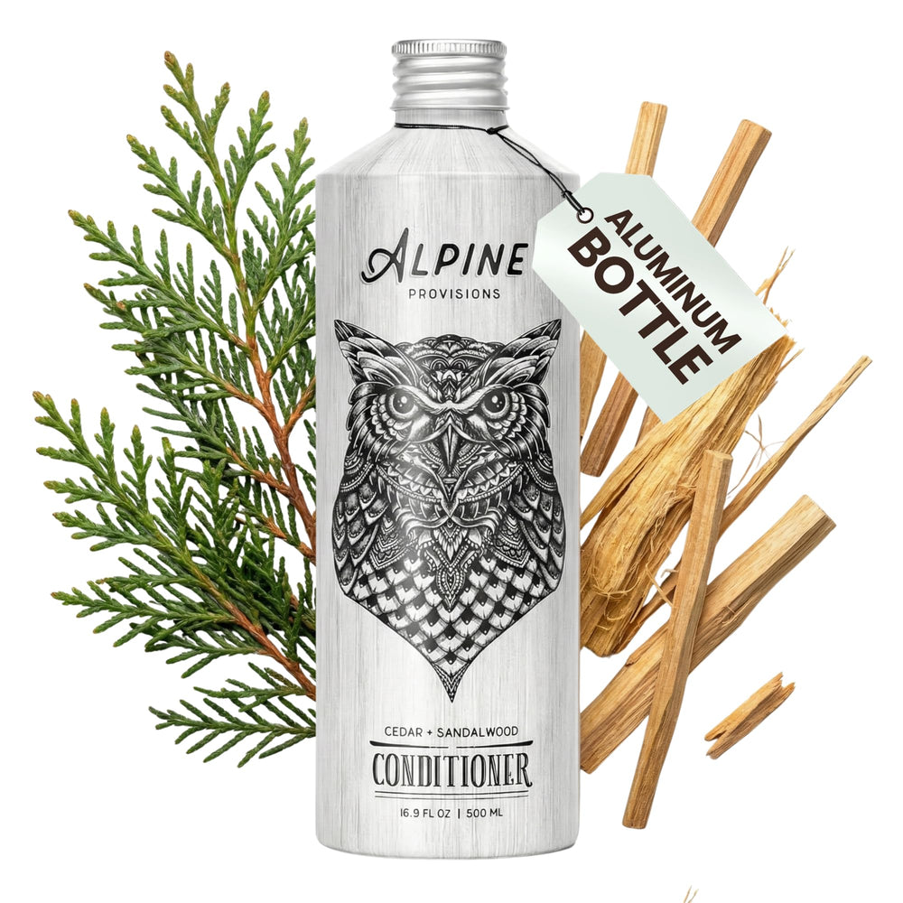 Acondicionador Alpine Provisions con cedro y sándalo para brillo suave