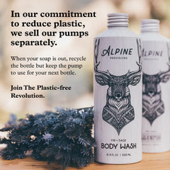 Alpine Provisions detalle aroma cedro-sándalo, experiencia de ducha relajante