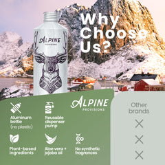 Alpine Provisions espuma suave para lavado frecuente sin sulfatos.