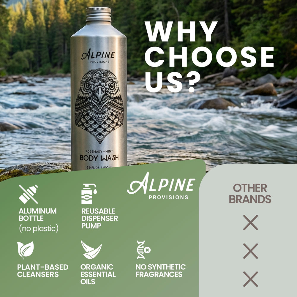 Alpine Provisions etiqueta vegana sin sulfatos, cuidado respetuoso