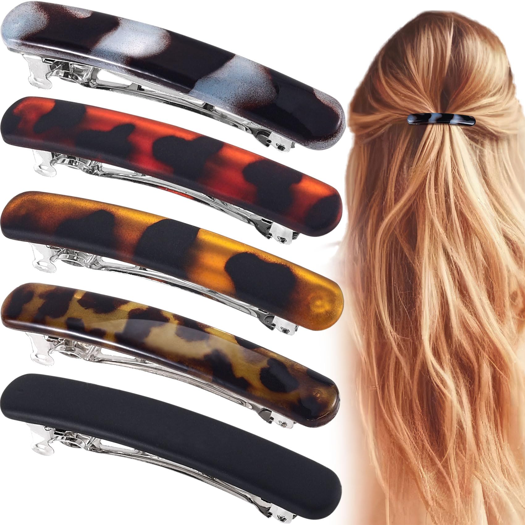 Alpinleux pinza de pelo negra para cabello fino, sujeción duradera.